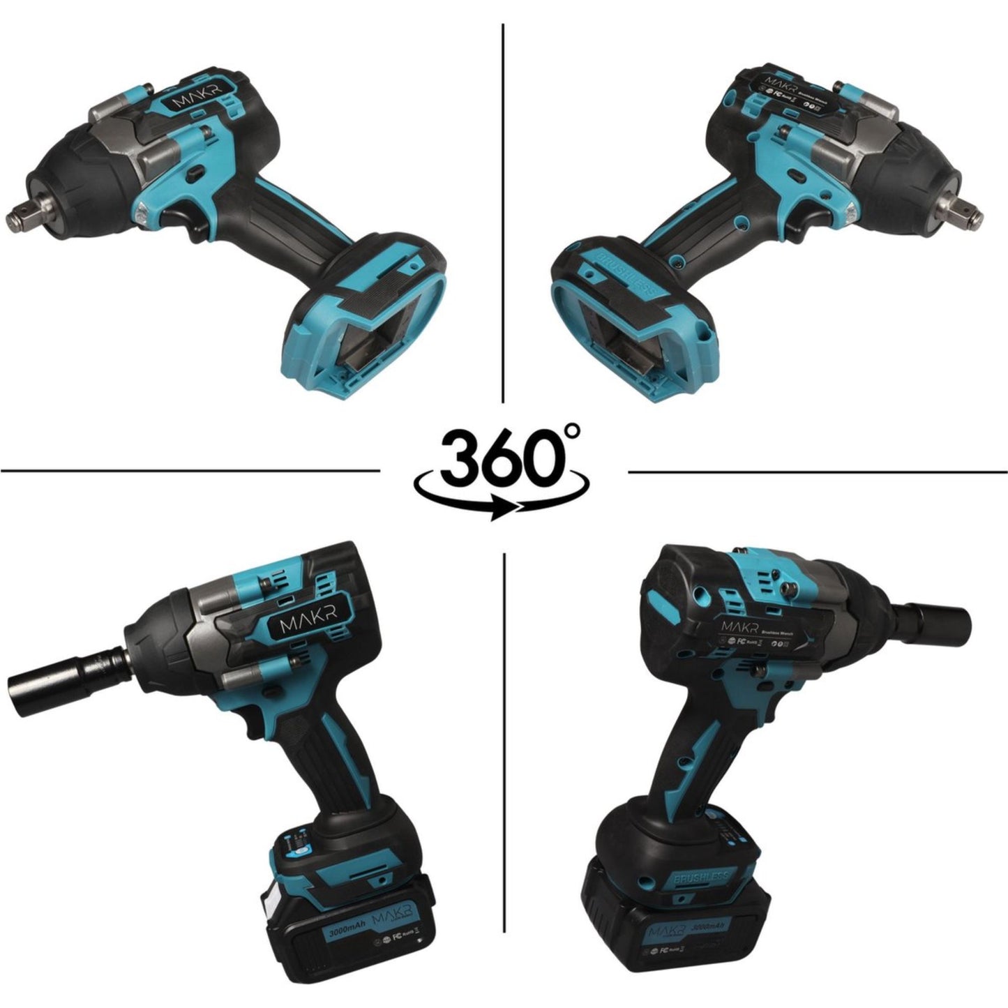 MAKR 1000Nm Slagmoersleutel 18V | 2 Accu's + Lader + Koffer & 17mm Dop
