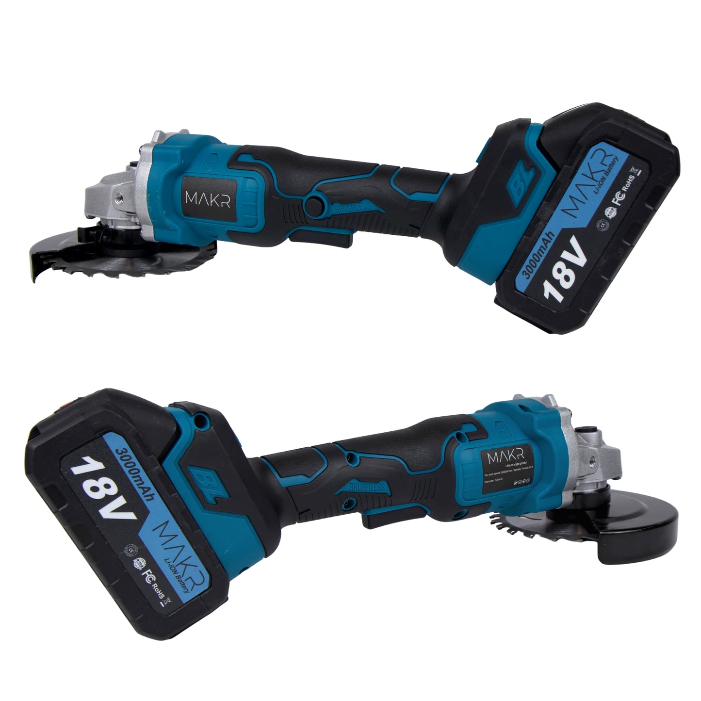 Accu Haakse Slijper 18V – 2x 3.0 Ah accu + snellader + accessoires & opbergkoffer