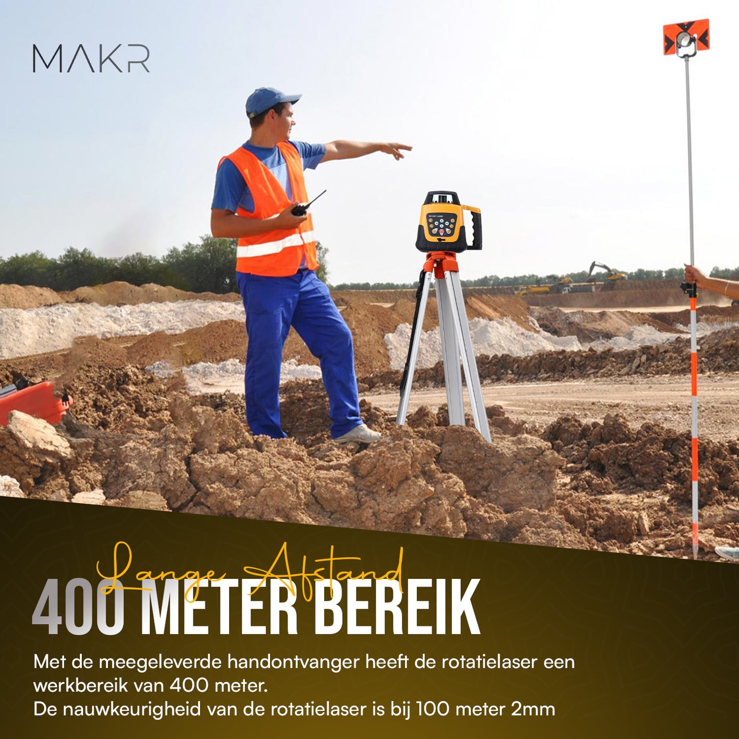 MAKR 360ยฐ Zelfnivellerende Roterende Bouwlaser | Complete Waterpas Laser Set
