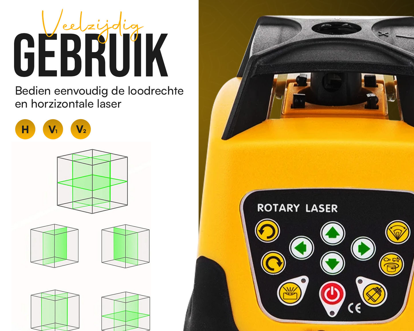 MAKR 360ยฐ Zelfnivellerende Roterende Bouwlaser | Complete Waterpas Laser Set