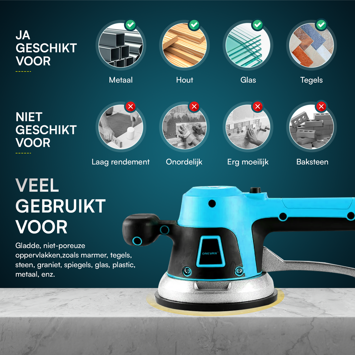 MAKR 200KG Tegeldrager Zuignap | Compatibel met 18V Makita Accu's