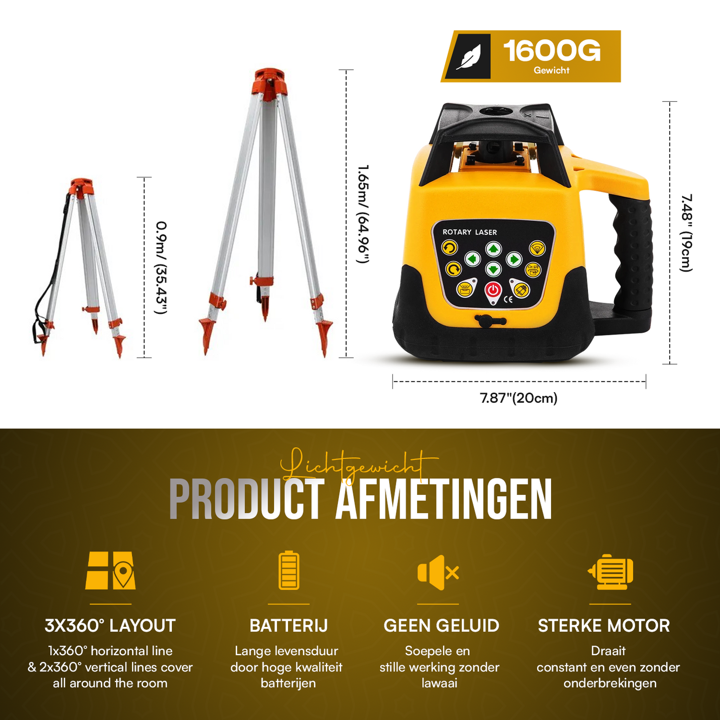 MAKR 360ยฐ Zelfnivellerende Roterende Bouwlaser | Complete Waterpas Laser Set