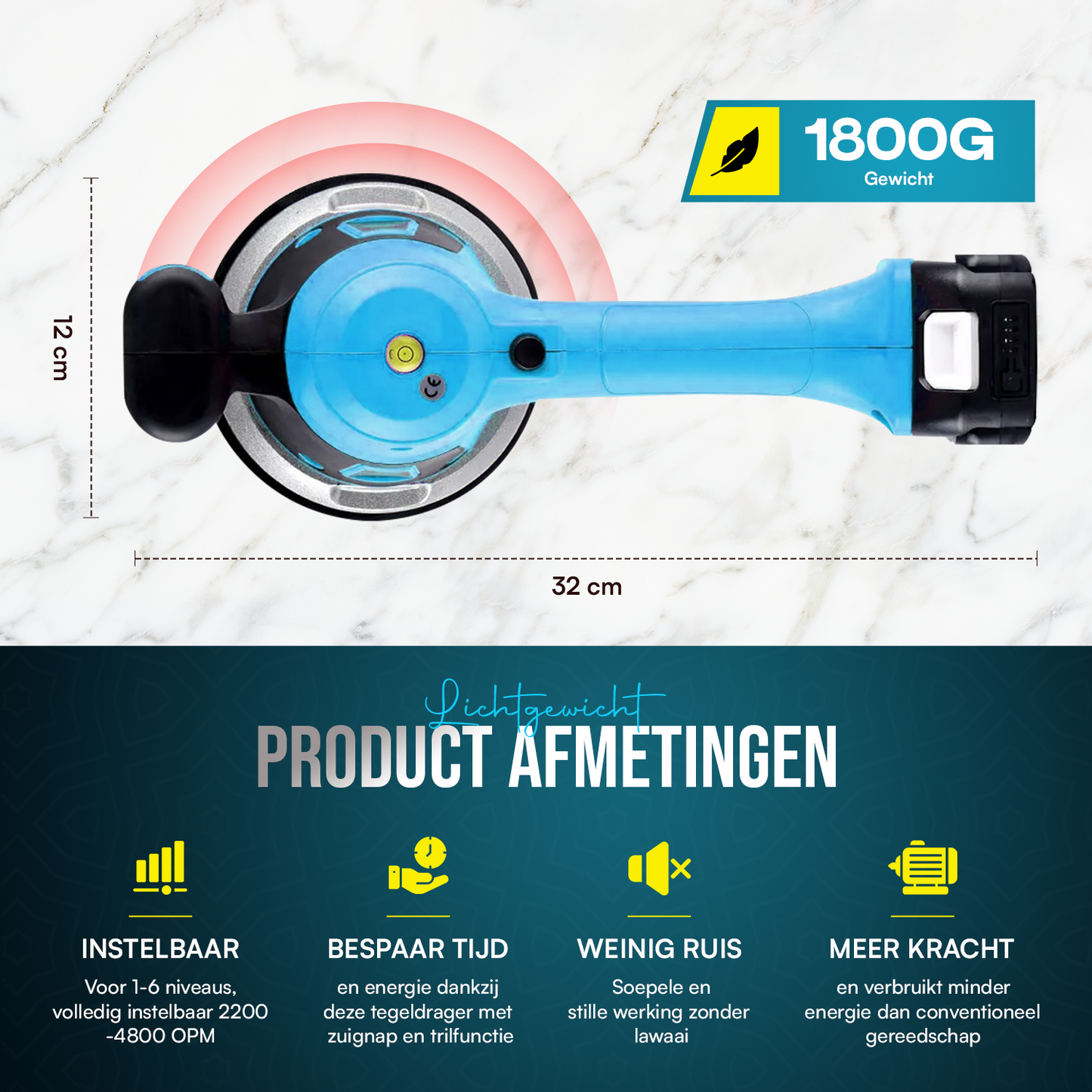 MAKR 200KG Tegeldrager Zuignap | Compatibel met 18V Makita Accu's