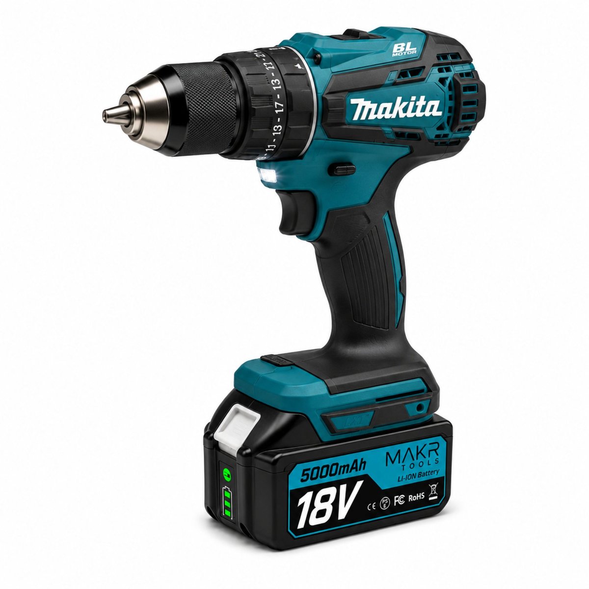 MAKR 18V 5.0Ah Accu voor Makita | LED-Display | Li-Ion Batterij | 2-Pack