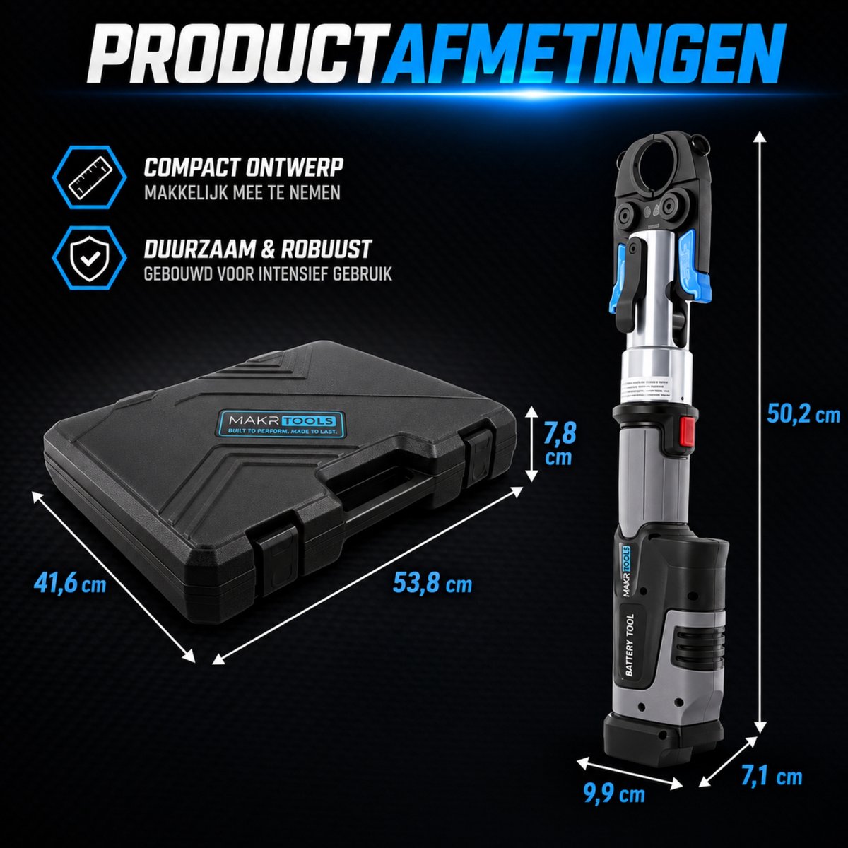 Professionele Accu Perstang 60 kN – TH Set – TH16/20/25/26/32 – Incl. 2x Accu & Oplader + Koffer