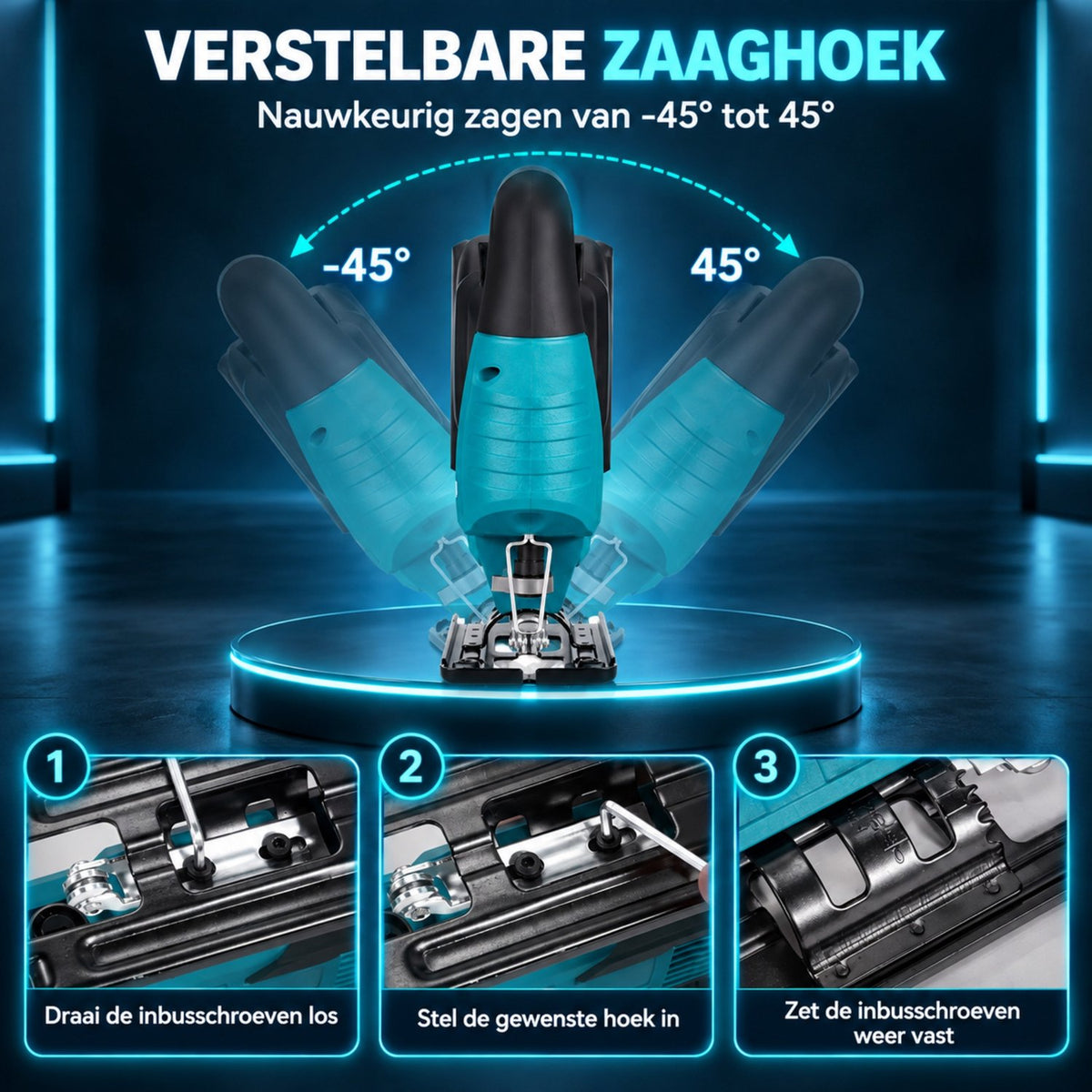 Accu Decoupeerzaag 18V – 2x 5.0 Ah Accu + Oplader - Lasergeleiding & Zaagbladenset