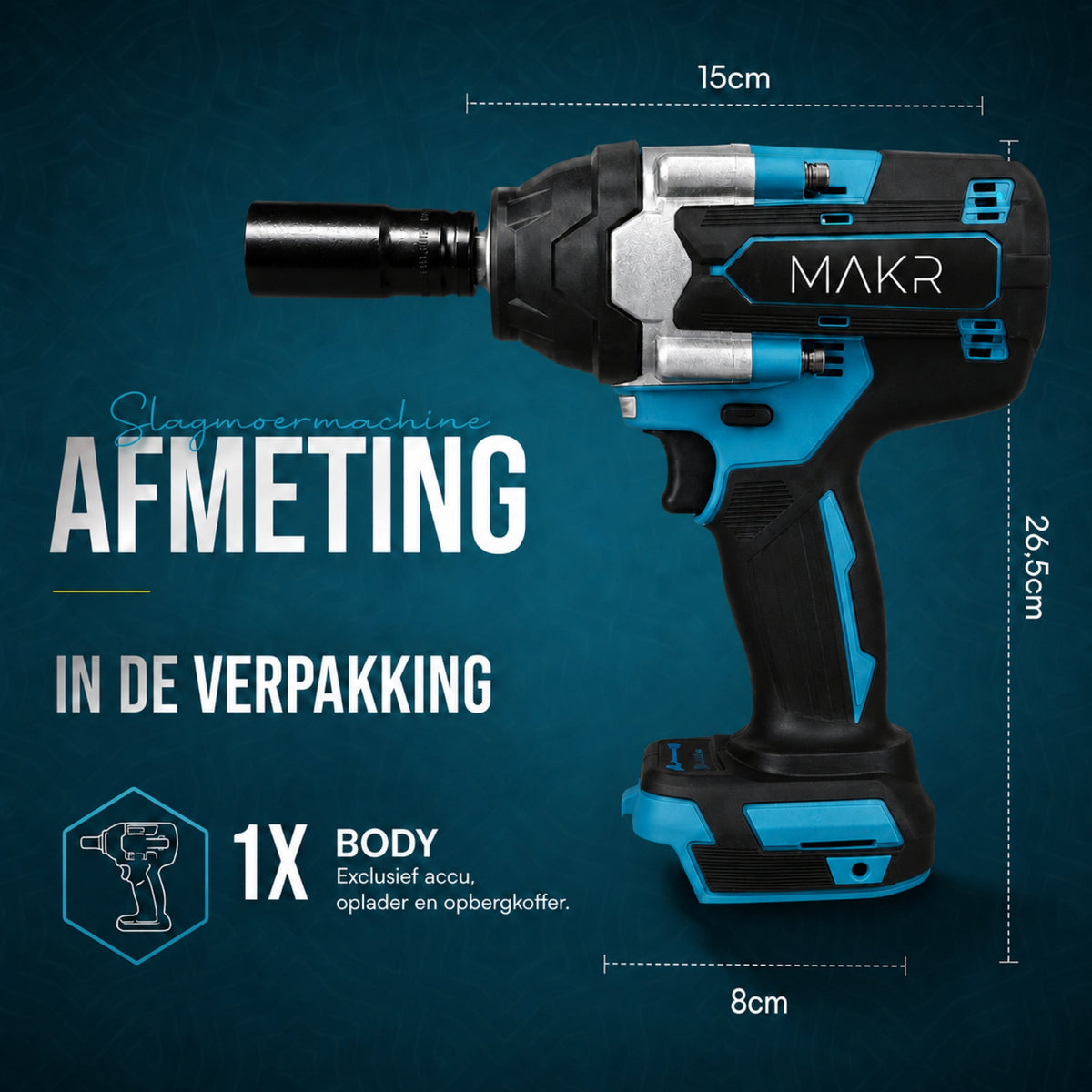Accu Slagmoersleutel 18V 1000Nm | 2 Accu's + Lader + Koffer & 17mm Dop