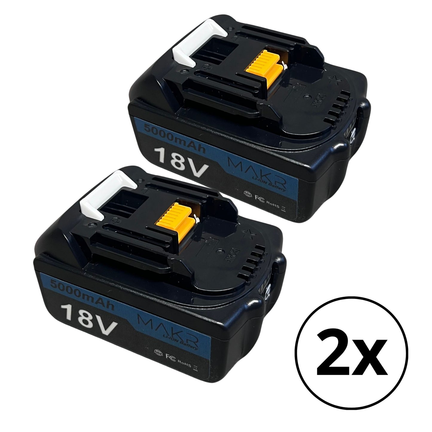 MAKR 18V 5.0Ah Accu voor Makita | LED-Display | Li-Ion Batterij | 2-Pack