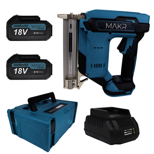 Accu Tacker 18V – Spijkerpistool 2x 3.0 Ah accu + snellader + koffer – 15 – 30 mm spijkers