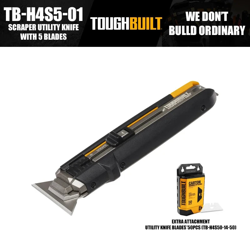 TOUGHBUILT TB-H4S5-01 Scraper Utility Knife With 5 Blades Hand Tools Accessories DIY Projects Home Renovations