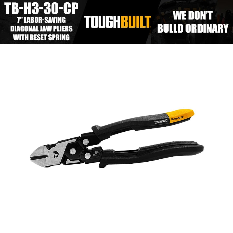 ToughBuilt TB-H3-30-CP 7" Labor-Saving Diagonal Jaw Pliers With Reset Spri Hand Tools Accessories