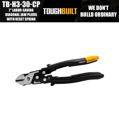 ToughBuilt TB-H3-30-CP 7" Labor-Saving Diagonal Jaw Pliers With Reset Spri Hand Tools Accessories