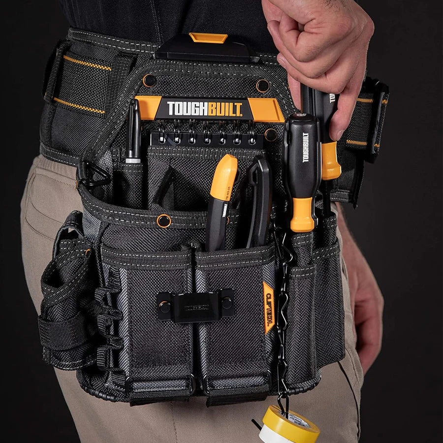 TOUGHBUILT Journeyman Electrician Pouch with Shoulder Strap and 21 Pockets and Loops Durable Tool Pouch TB-CT-114