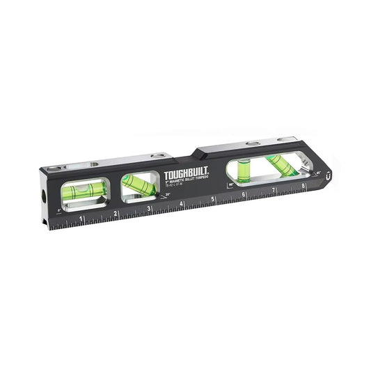 TOUGHBUILT Magnetic 4 Bubble Spirit Level 9 inch 230mm Horizontal Ruler Billet Material Level TB-H2-L-9T-M