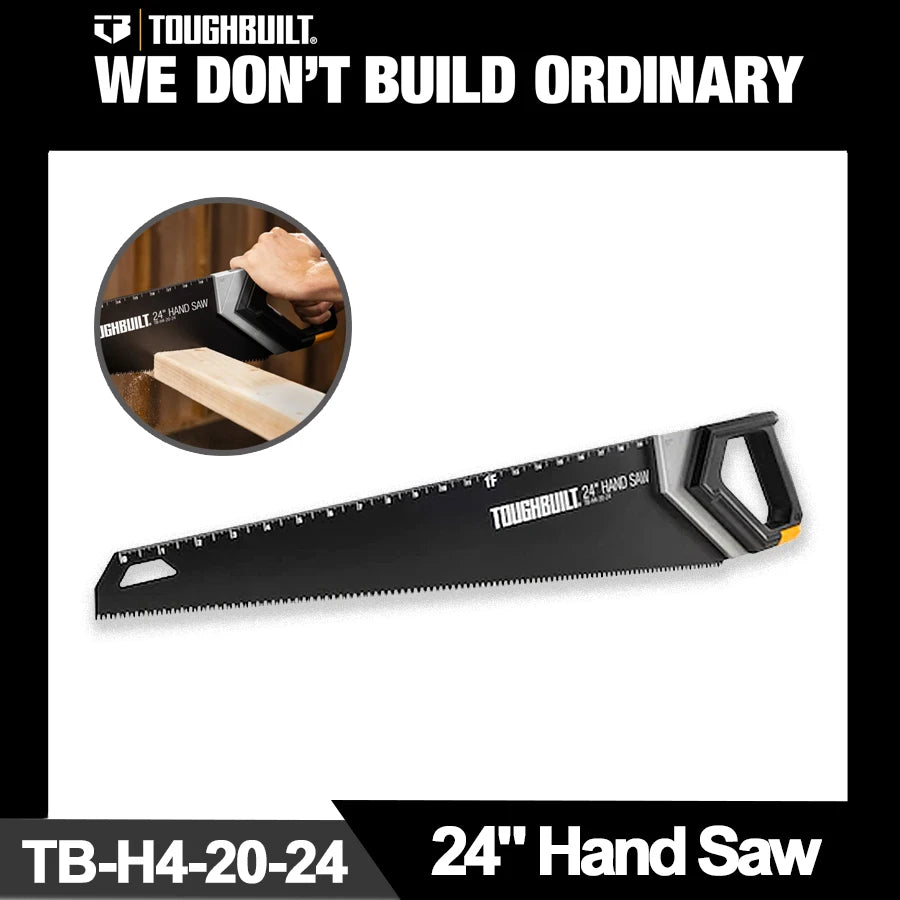 TOUGHBUILT 24" Hand Saw 600mm High Carbon Steel Resin Coating Wooden Board Saw TB-H4-20-24