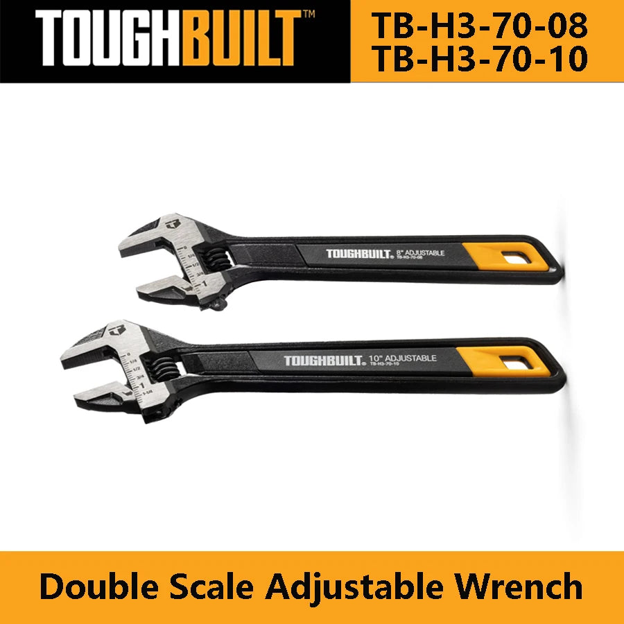 TOUGHBUILT TB-H3-70-08 TB-H3-70-10 Adjustable Wrench 8"/10" Double Scale Movable Spanner Mechanical Tools