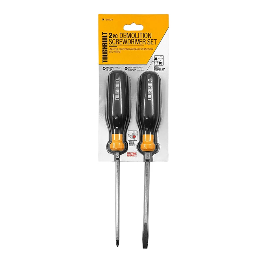 TOUGHBUILT 2 in 1 Demolition Screwdriver Set Multi-functional with Strong Magnet Genuine Knock-Through Screwdriver TB-H5S2-D