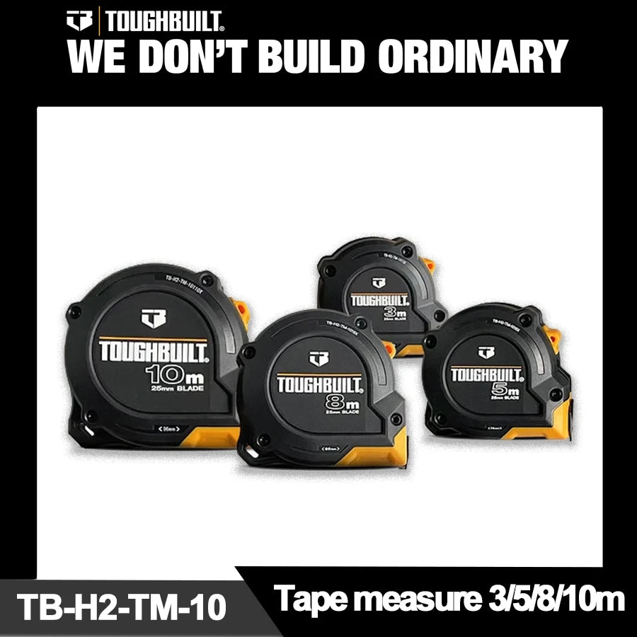 TOUGHBUILT High Precision Tape Measure 3/5/8/10m Steel Measuring Tool TB-H2-TM-10 Series