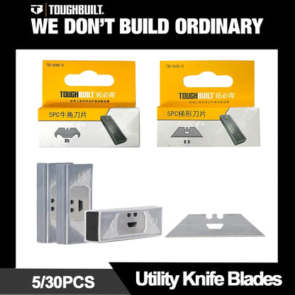 TOUGHBUILT Universal Blade Horn Blade Trapezoidal Blade 5/30PCS Sets Utility Knife Blades TB-H4S-5/TB-H4N-5/TB-H4S30-80