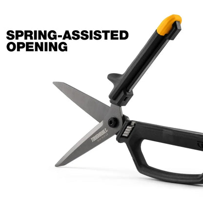 ToughBuilt TB-H4-70-10-LR 5-in Micro-serrated Open Handle Spring Assisted Scissors Hand Tools Accessories