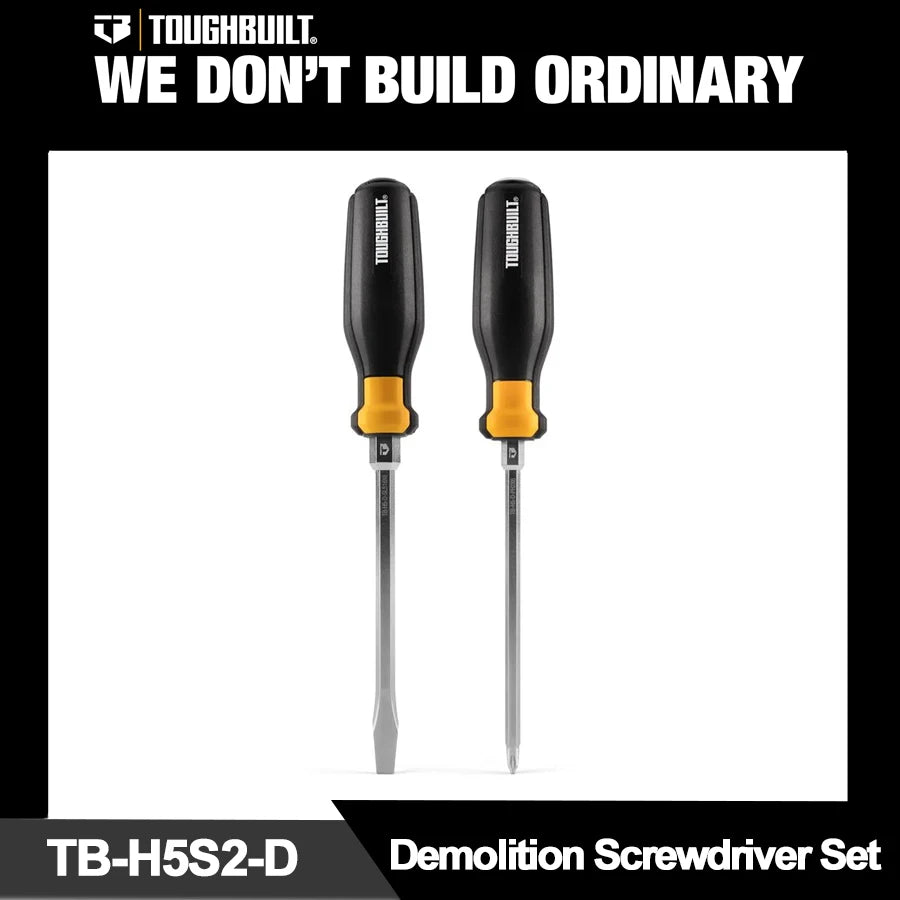 TOUGHBUILT 2 in 1 Demolition Screwdriver Set Multi-functional with Strong Magnet Genuine Knock-Through Screwdriver TB-H5S2-D