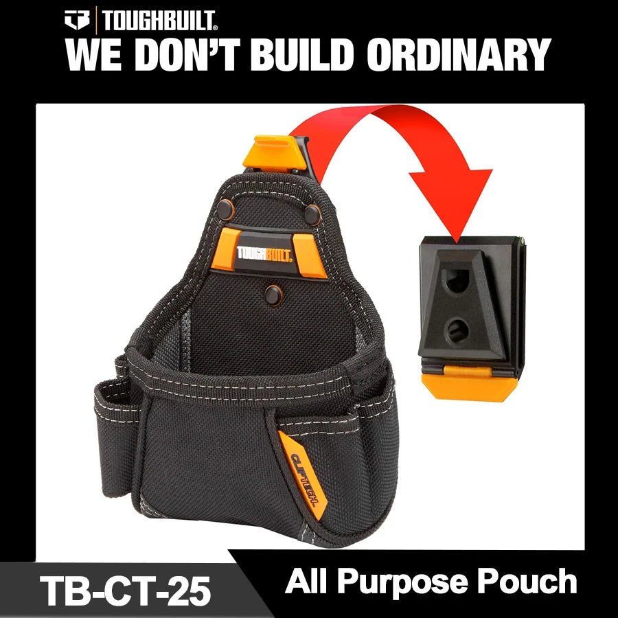 TOUGHBUILT Tape Measure/All Purpose Pouch with 5 Pockets and Loops Durable Tool Bag TB-CT-25