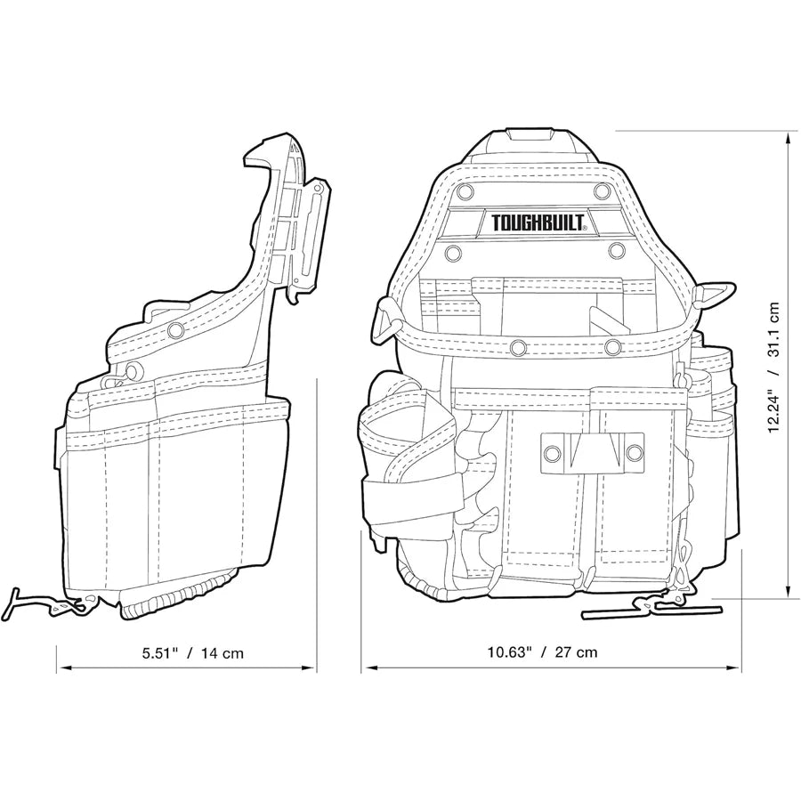 TOUGHBUILT Journeyman Electrician Pouch with Shoulder Strap and 21 Pockets and Loops Durable Tool Pouch TB-CT-114