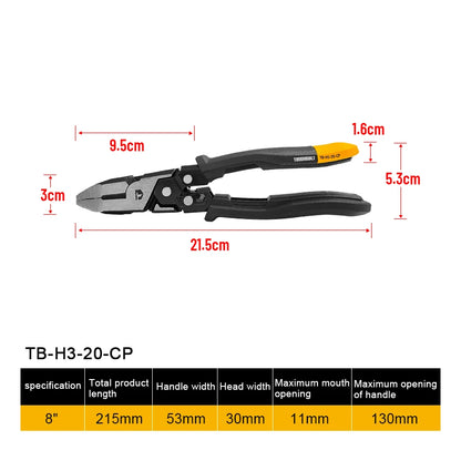 TOUGHBUILT TB-H3-20-CP 8'' Wire Cutters with Reset Spring Labor-saving Wire Cutting Pliers Hand Tools