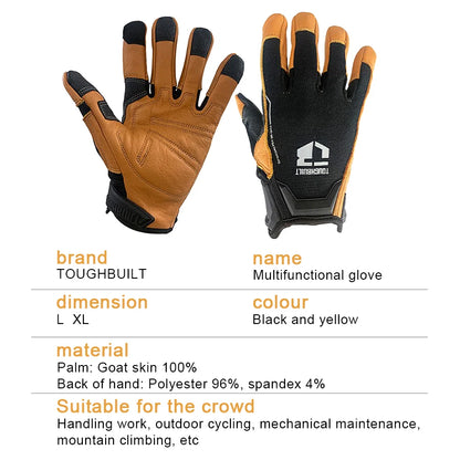 TOUGHBUILT Sheepskin Work Gloves Ranching, Forestry Genuine Leather Safety Work Gloves TB-G04-L/TB-G04-XL