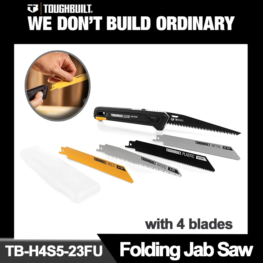 TOUGHBUILT Folding Jab Saw with 4 Blades 5 in 1 Woodworking Saws Garden Logging Hand Saws TB-H4S5-23FU