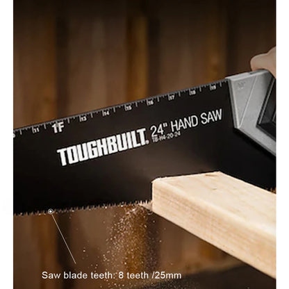 TOUGHBUILT 24" Hand Saw 600mm High Carbon Steel Resin Coating Wooden Board Saw TB-H4-20-24