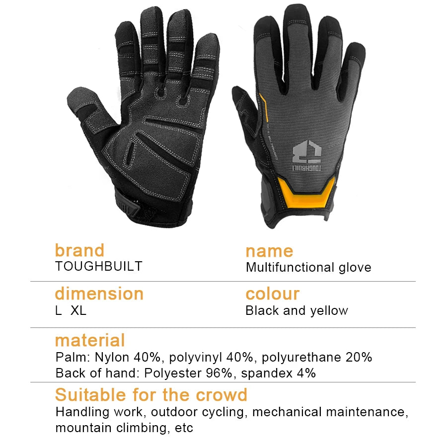 TOUGHBUILT Resistant Work Gloves Touchscreen Compatible for Material Handling Safety Work Gloves TB-G03-L/TB-G03-XL