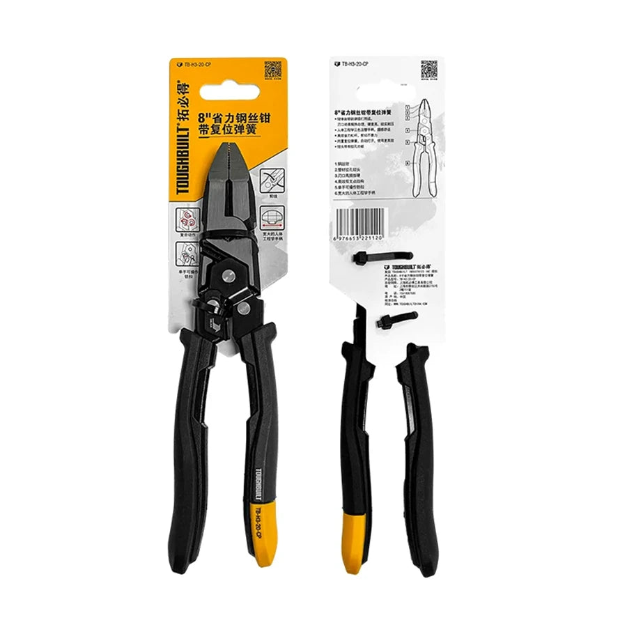 TOUGHBUILT TB-H3-20-CP 8'' Wire Cutters with Reset Spring Labor-saving Wire Cutting Pliers Hand Tools