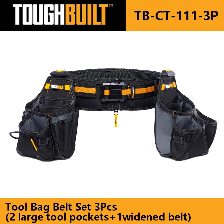 TOUGHBUILT TB-CT-111-3P Tool Bag Belt Set 3Pcs  (2 large tool pockets+1widened belt) Quick Hang Tool Multifunction Tool Belt Set