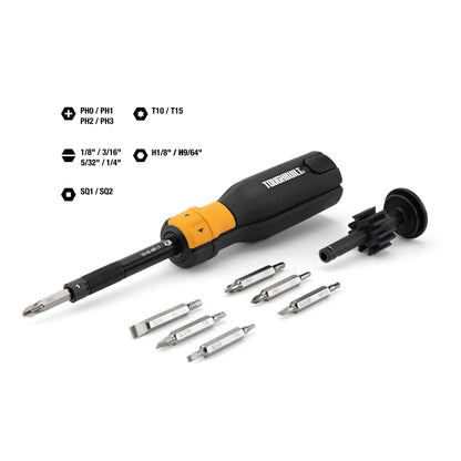 TOUGHBUILT 9PCS Ratchet Screwdriver with Bit Set PH/SL/SQ/TORX/HEX Screwdriver Set TB-H5-MR-11