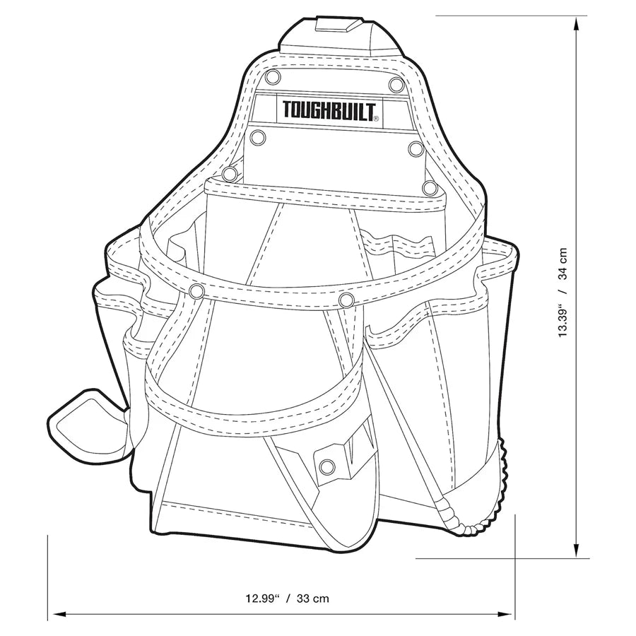 TOUGHBUILT Contractor Pouch with 23 Pockets and Loops Multifunctional Tool Bag TB-CT-01