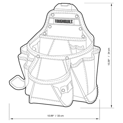 TOUGHBUILT Contractor Pouch with 23 Pockets and Loops Multifunctional Tool Bag TB-CT-01