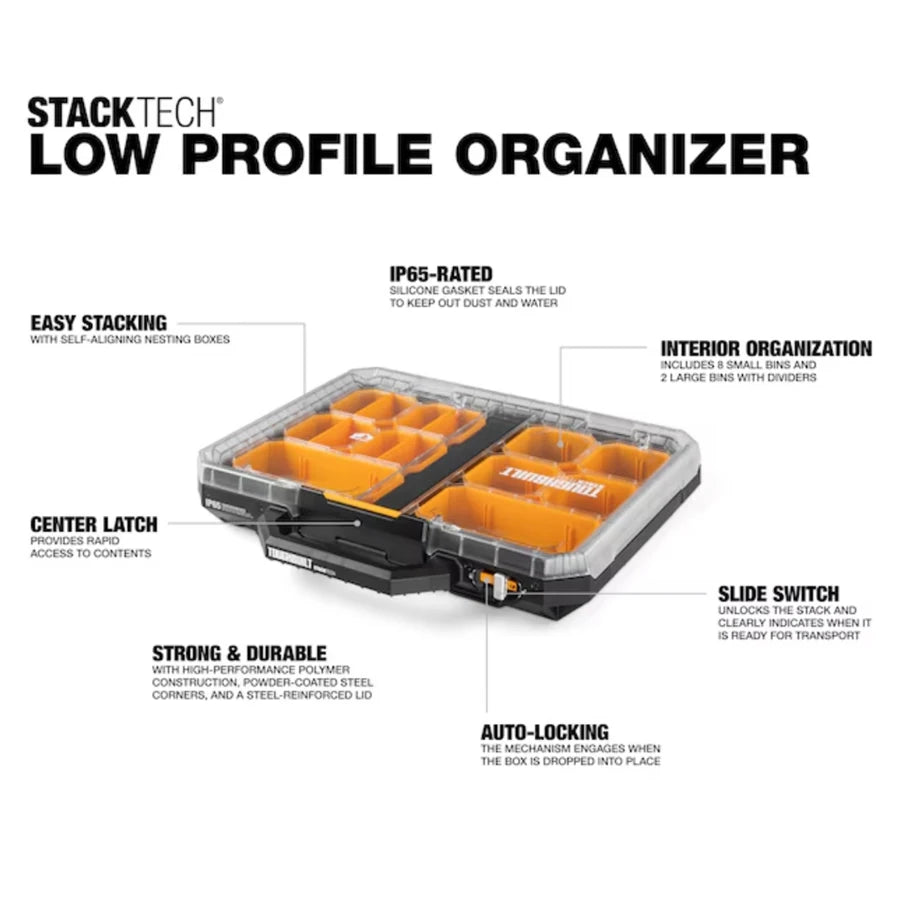 TOUGHBUILT Stacktech Low Profile Full Organizer Medium Size IP65 Waterproof Tool Box TB-B1-O-10