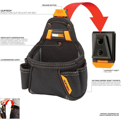 TOUGHBUILT Tape Measure/All Purpose Pouch with 5 Pockets and Loops Durable Tool Bag TB-CT-25