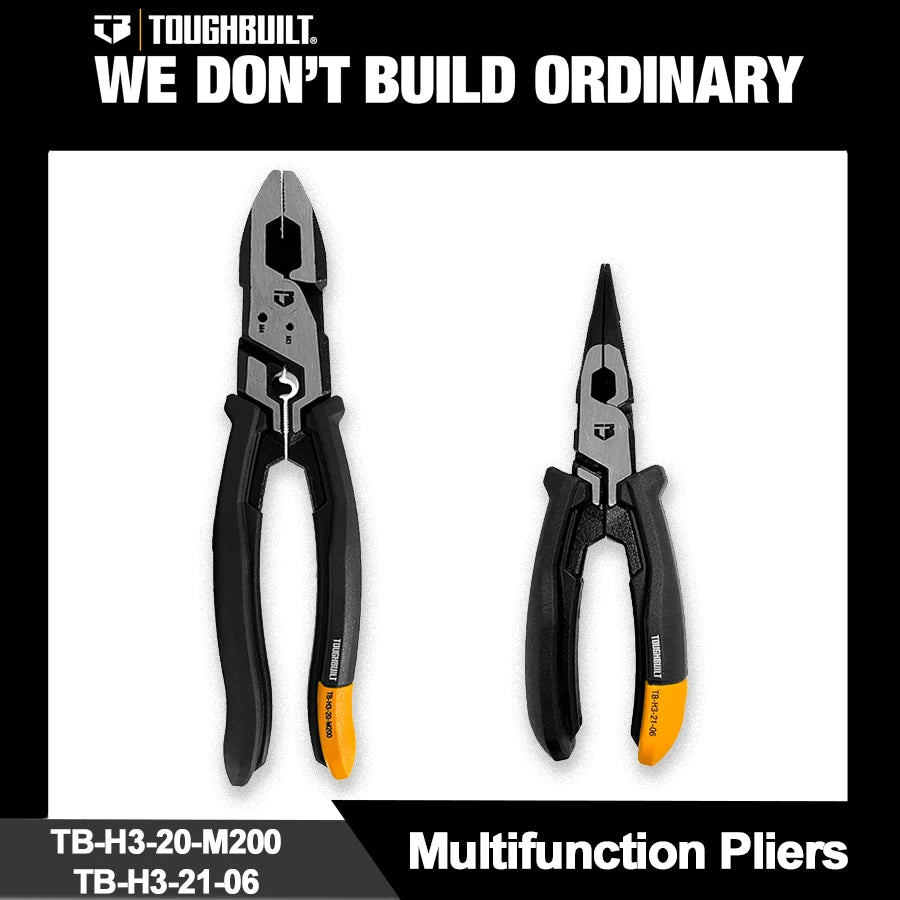 TOUGHBUILT 6" 8''Multifunction Pliers 1PCS with Cutting Edge Snip Nose Plier Labor Saving Hand Tools TB-H3-20-M200/TB-H3-21-06