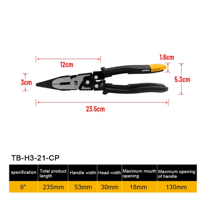 TOUGHBUILT 9-inch Labor-saving Snip Nosed Pliers with Reset Spring 235mm Long Nose Pliers TB-H3-21-CP