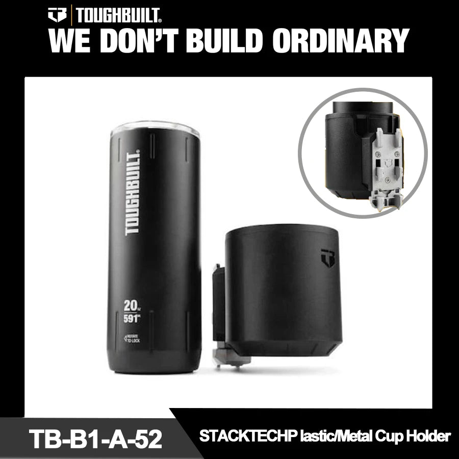 TOUGHBUILT STACKTECHP Lastic/Metal Cup Holder 20oz 591ml Double-layer Vacuum Lnsulation TB-B1-A-52