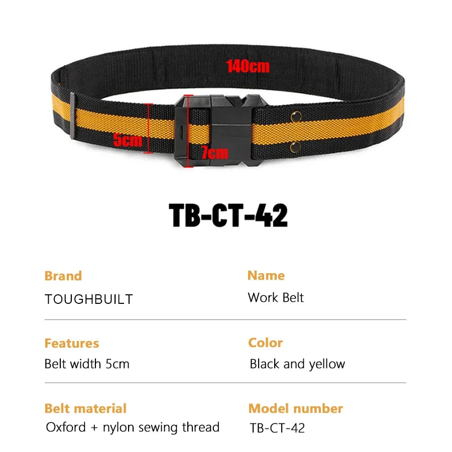 TOUGHBUILT Work Belt Adjustable for 32"-48" Waists Heavy Duty Outdoor Belt Tool Accessories TB-CT-42