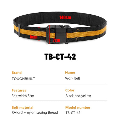 TOUGHBUILT Work Belt Adjustable for 32"-48" Waists Heavy Duty Outdoor Belt Tool Accessories TB-CT-42