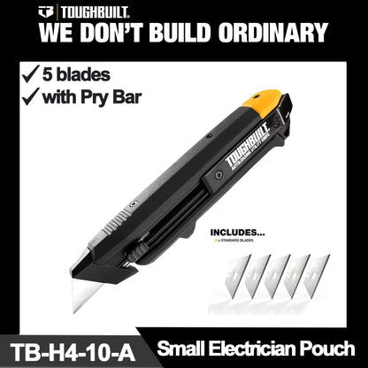 TOUGHBUILT Auto-Loading Utility Knife with Pry Bar Includes 5 Blades Cutting Knives TB-H4-10-A