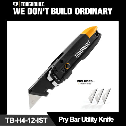 TOUGHBUILT Pry Bar Utility Knife with Storage Includes 3 Blades Quick Replace TB-H4-12-IST