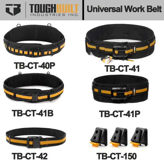 TOUGHBUILT Universal Work Belt and Clip Tech Hubs Multifunctional Padded Belt TB-CT-40P TB-CT-41/41B/41P TB-CT-42 TB-CT-150