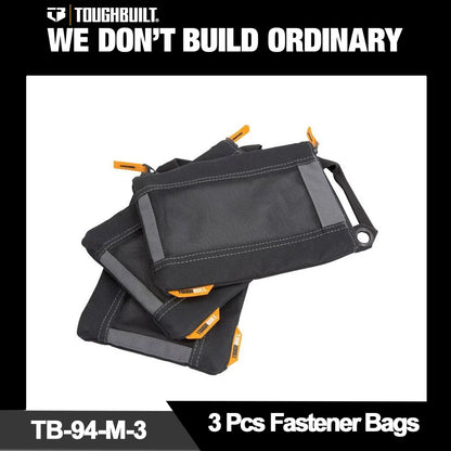 TOUGHBUILT 3PCS Storage Tool Bag Multifunctional Fastener Bags Tool Accessories TB-94-M-3