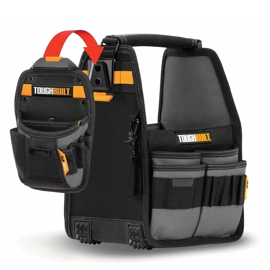 TOUGHBUILT 8" Tote & Universal Pouch with 31 Pockets and Loops Includes Tote Pouch and 2 ClipTech Hubs TB-CT-180-8