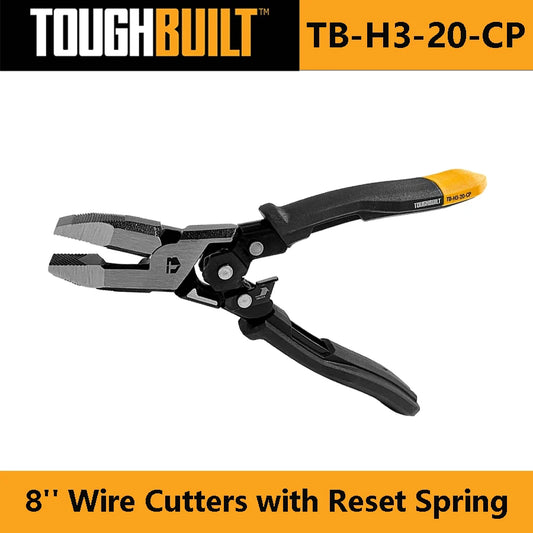 TOUGHBUILT TB-H3-20-CP 8'' Wire Cutters with Reset Spring Labor-saving Wire Cutting Pliers Hand Tools